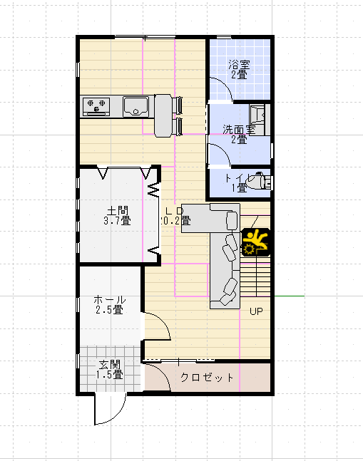 住友不動産の34坪の家の間取りを参考にマイホームデザイナーで間取りを作成してみました。