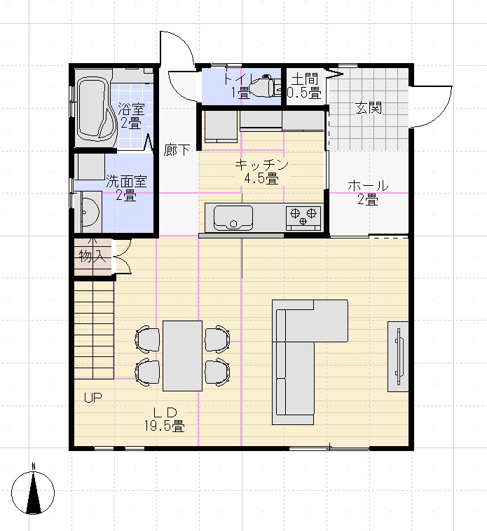 屋上バルコニーの家の間取りをマイホームデザイナーで作成してみました。