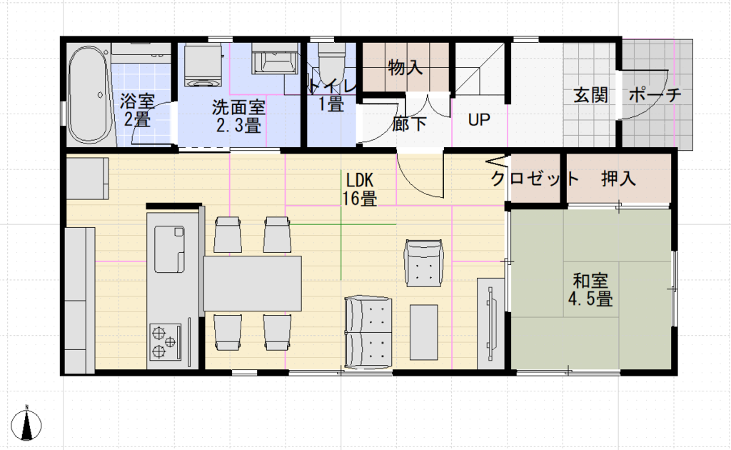 静岡焼津新築一戸建て5LDKの間取りをマイホームデザイナーで作成してみました。
