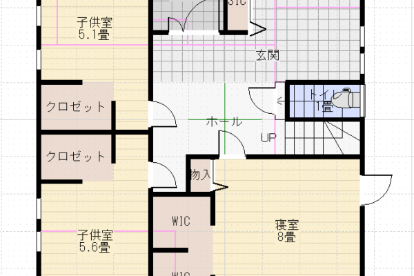 37坪北玄関4LDK二階建てタマホーム1階間取り
